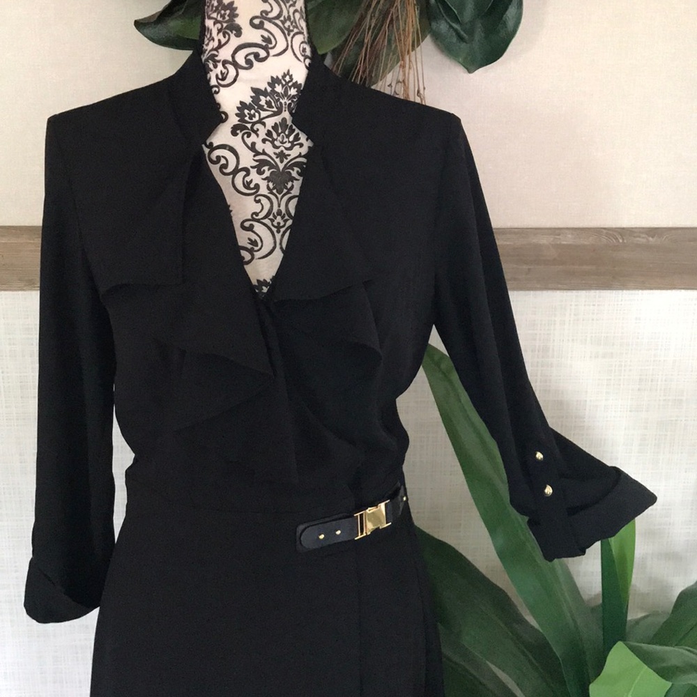 Cache Gold Buckle Ruffled Wrap Dress - Picture 2 of 8